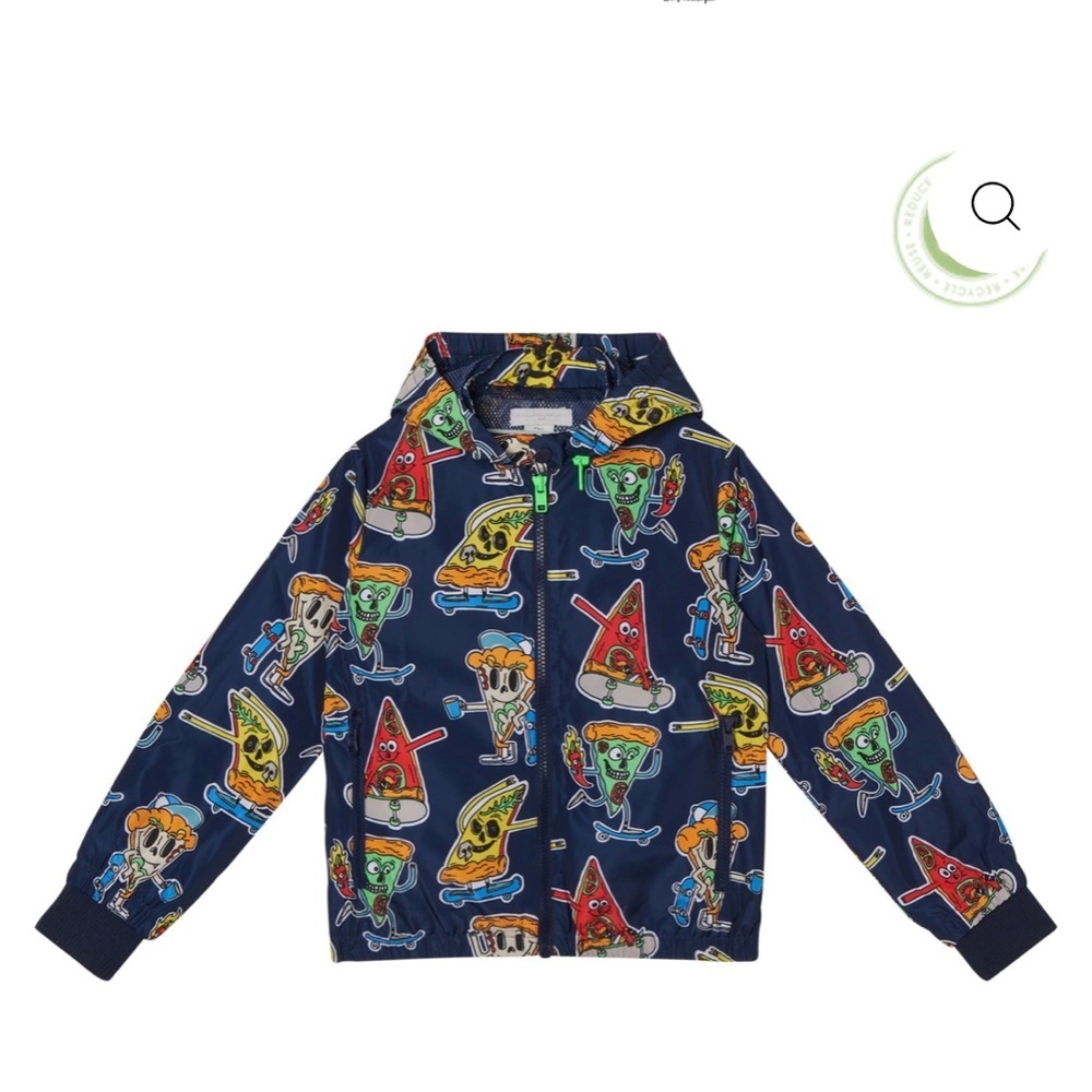Stella McCartney Kids Blue Graphic Jacket Pizza skaters jacket